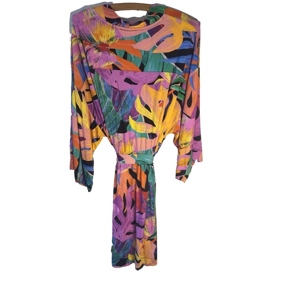 Soma Cool Nights Robe L/XL Women Kimono Hawaiian Golden Girls Comfort Lounge Art - Picture 2 of 11